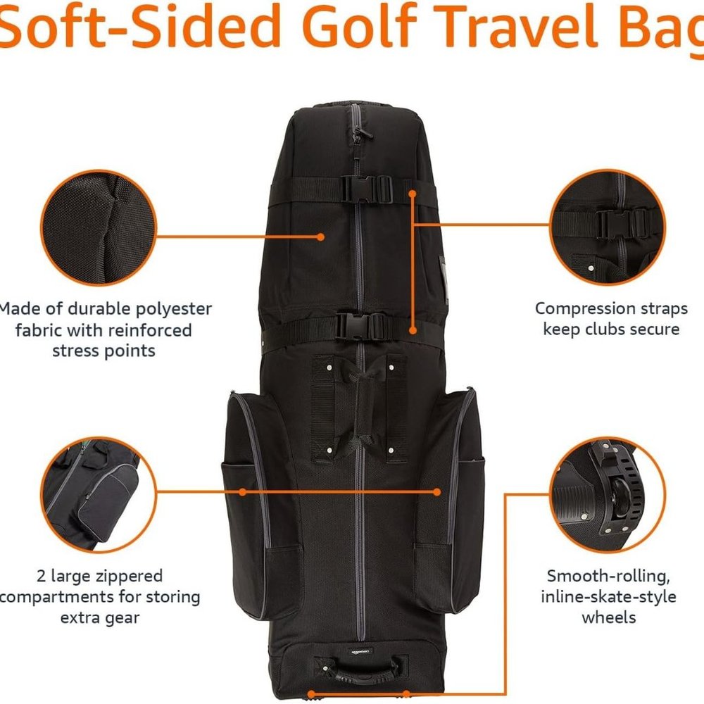 NEW Amazon Basics Soft-Sided Foldable Golf Travel Bag - Black